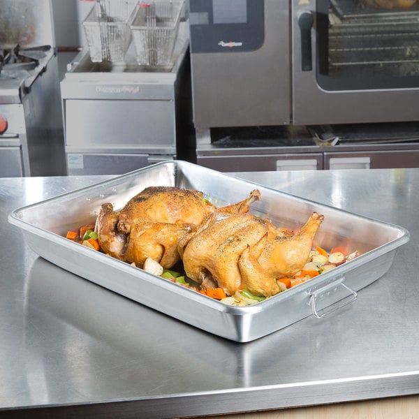 Vollrath 68358 Wear-Ever 23.5 Qt. Aluminum Baking and Roasting Pan with Handles - 25 3/4" x 17 3/4" x 3 9/16"