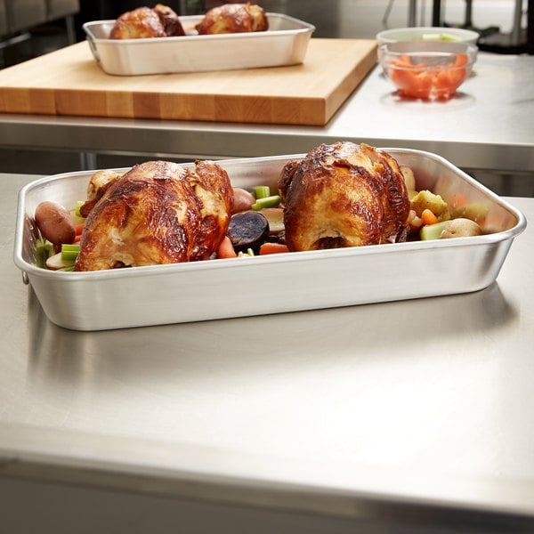 Vollrath 68257 Wear-Ever 7.5 Qt. Aluminum Baking and Roasting Pan with Handles - 17 5/8" x 11 3/4" x 2 7/16"
