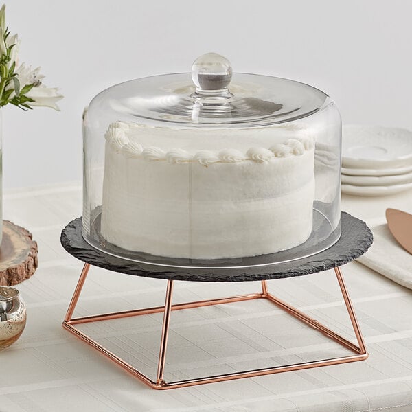 Acopa 12" Slate Rose Gold Wire Riser Cake Display Set with 4" Display Stand